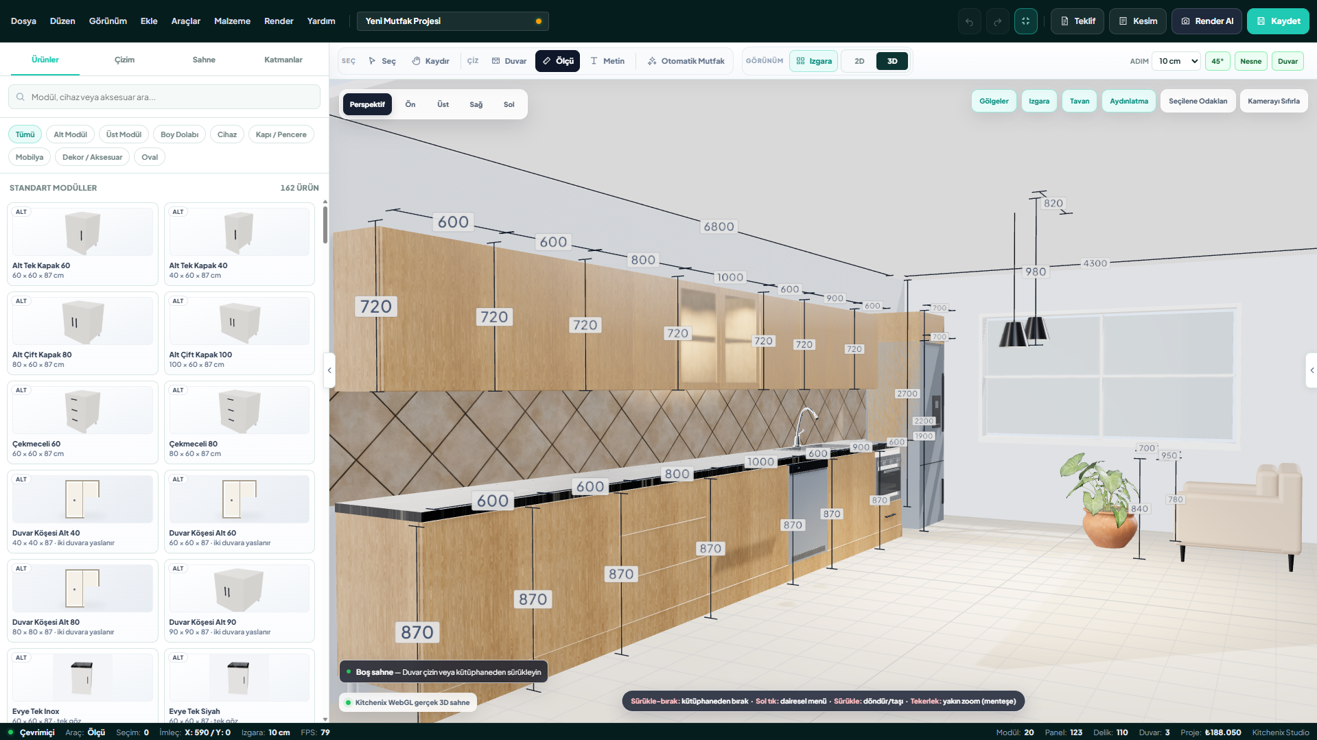 Kitchenix 3D mutfak tasarımı